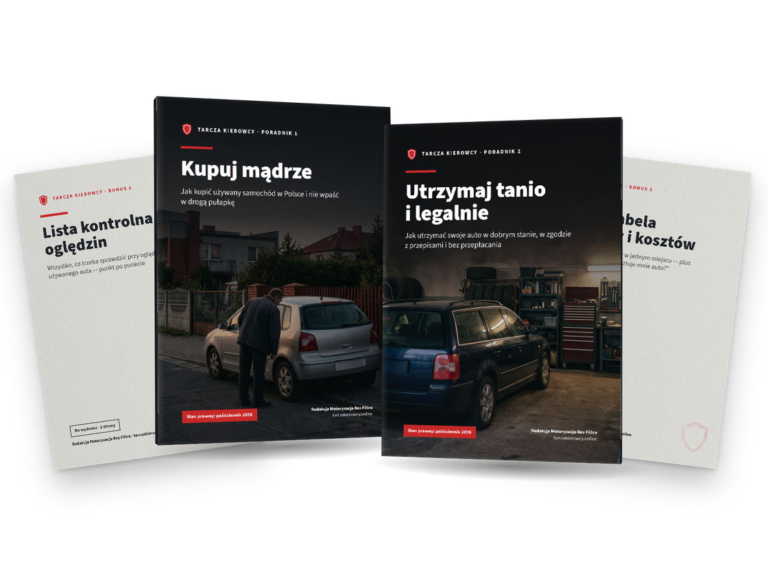 Dwa poradniki Tarcza Kierowcy: „Kupuj mądrze” i „Utrzymaj tanio i legalnie” oraz dwa bonusy do wydruku